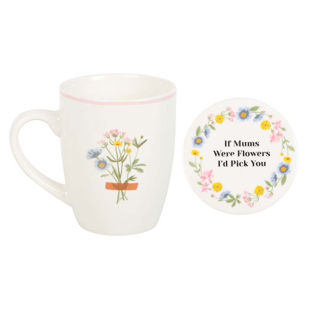 Something Different - If Mums Were Flowers Floral Mug and coaster set - Multicolours